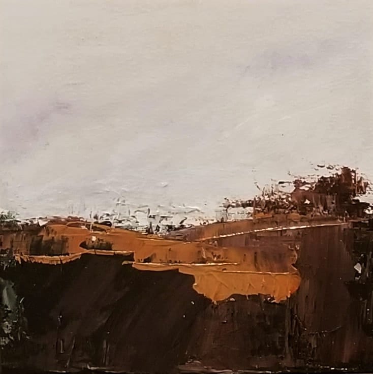 An abstract landscape in wild smears of browns.